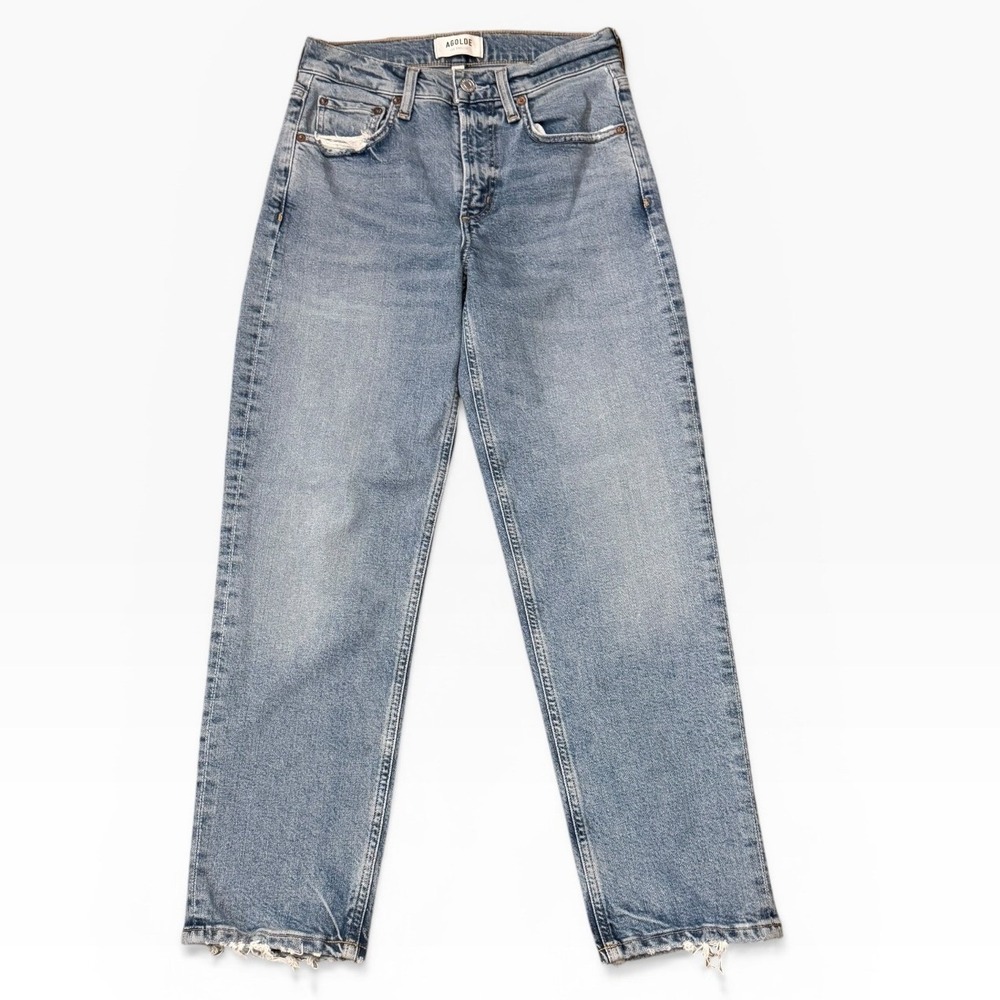AGOLDE Kye Mid Rise Straight Leg Jeans Crop Distressed Size 23 Organic Cotton